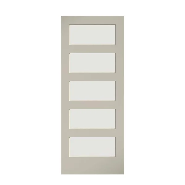 EightDoors 96 inch x 36 inch 5-Lite Frosted Glass White Prefinished Solid Wood Core Barn Door