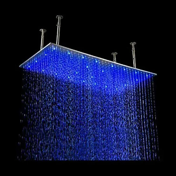 12x22x24x22 Ceiling Mount Rainfall LED Shower Head Include Shower Arm Brushed Stainless Steel
