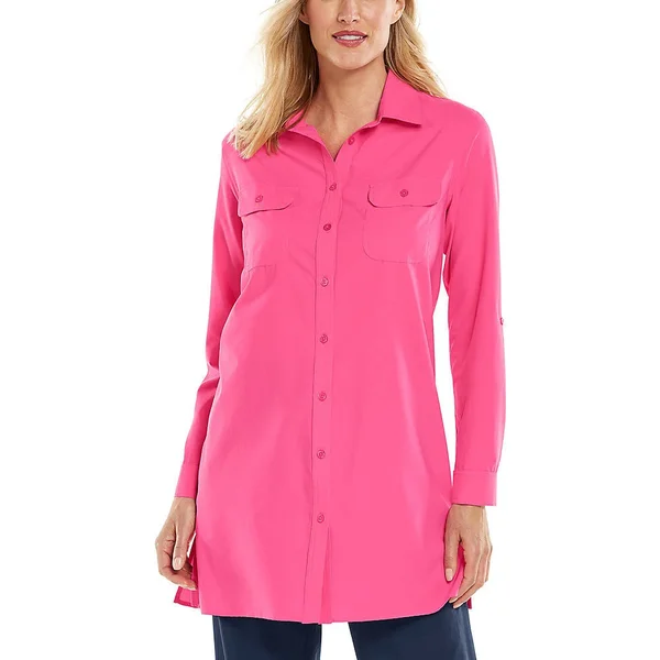 Coolibar Plus Size Women's Tunic Shirt, Shirts for Women, Pink, 2x