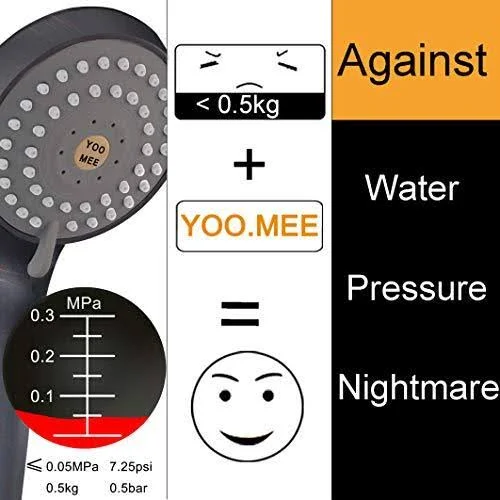 High Pressure Handheld Shower Head with Powerful Shower Spray Against Low Pressure Water