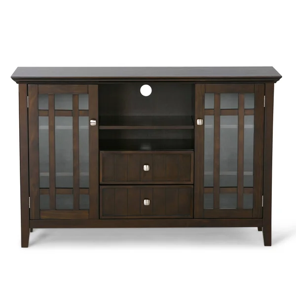 Wyndenhall Freemont Solid Wood 53 inch Wide Rustic TV Media Stand in Dark Tobacco Brown for TVs Up to 55 Inches