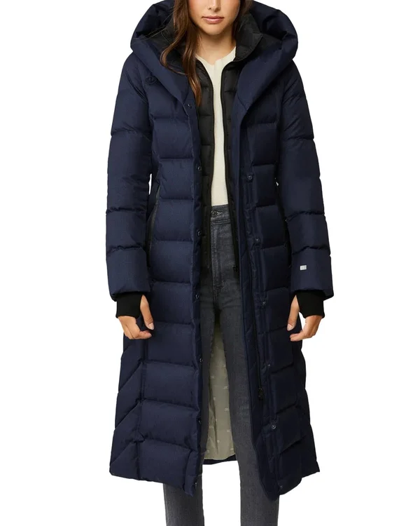 Soiau0026Kyo Talyse Maxi-Length Brushed Down Coat in Lapis - Women - Xxs