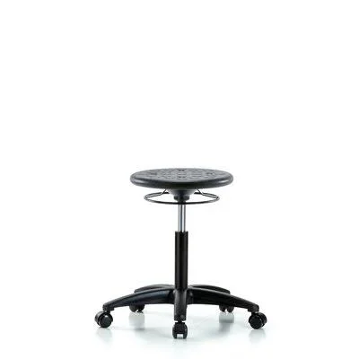 Height Adjustable Lab Stool Inbox Zero Seat Color: Black - Foot Type: Casters, Frame Finish: Black