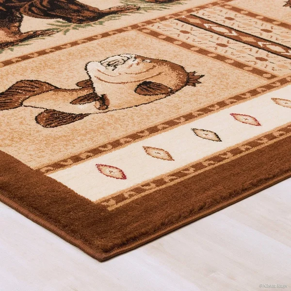 Allstar Rugs Allstar Berber Woven Soft Traditional Southwest Bear Theme Rug - 5& 2x22 x 7& 2x22
