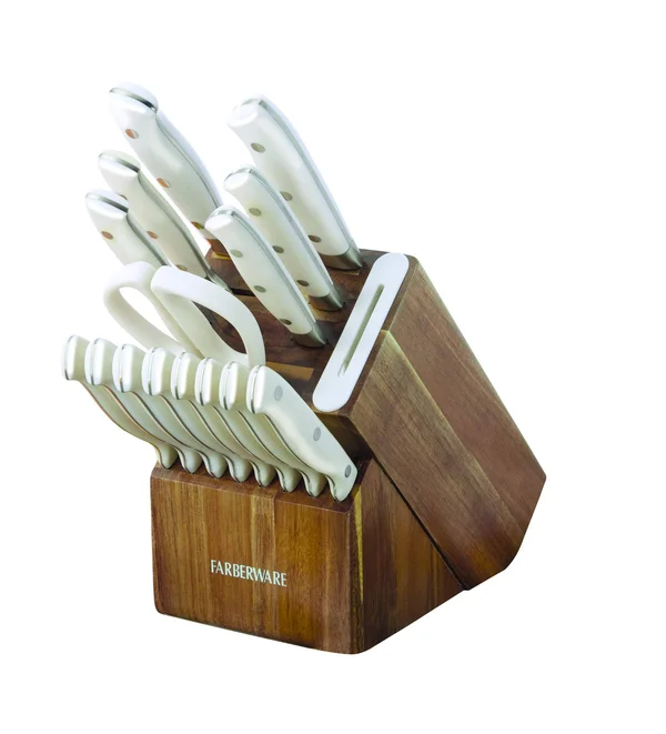Farberware 16 Piece Forged Triple-Riveted Knife Set with Built-in Edgekeeper Knife Sharpener