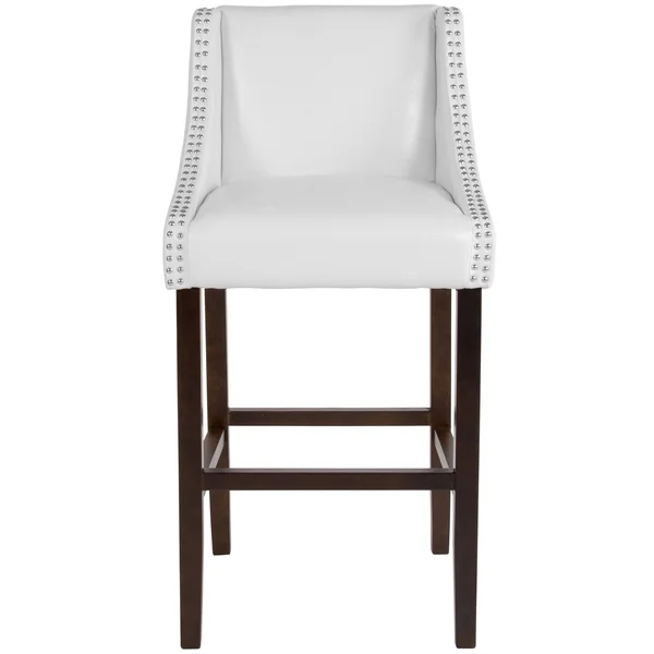 Lancaster Home 2 Pk. 30x22 High Transitional Barstool with Accent Nail Trim - 20x22W x 22x22D x 42x22H - Light Grey Leather