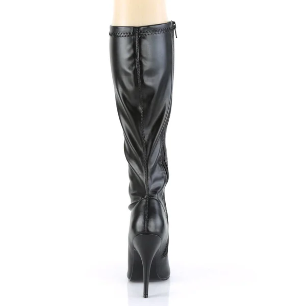 Pleaser Seduce-2000 - 5x22 Plain Stretch Knee - Black Stretch PU 16