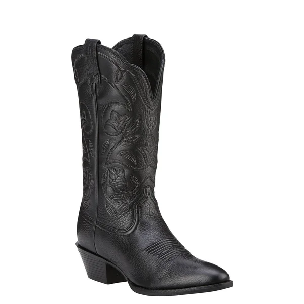 Ariat Women's Heritage Western R Toe Boot - 12 - Black Deertan