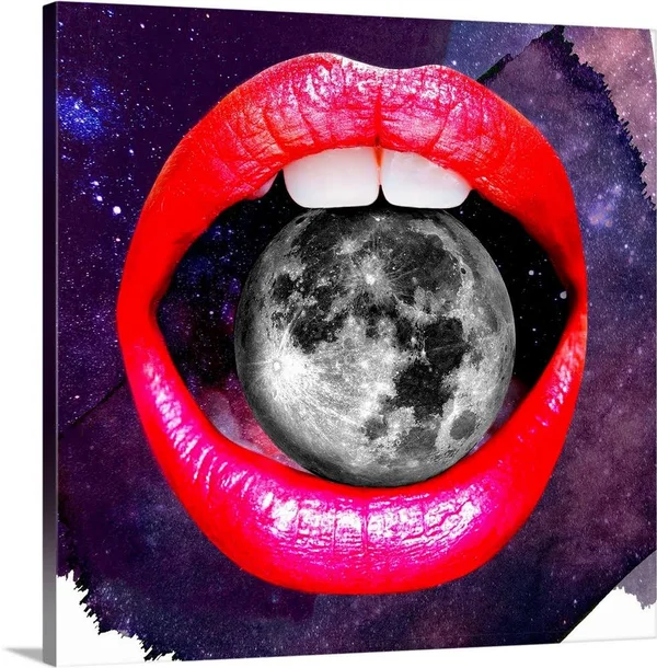 Lips - Moon Mouth, Canvas Wall Art, 20x20, Great Big Canvas