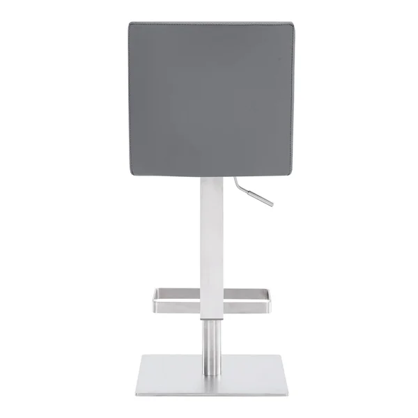 Benjara Leatherette Swivel Barstool with Adjustable Height - Gray