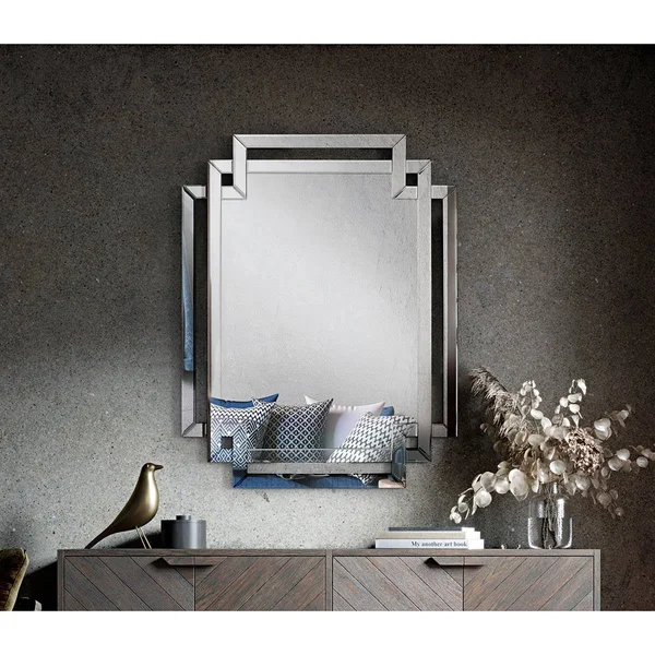 Inspired Home McKenna Wall Mirror Accent Beveled Glass Wall Mounted