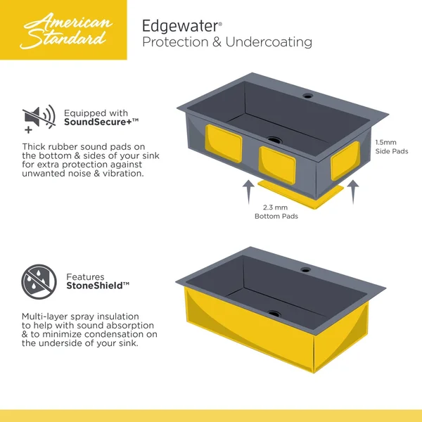 American Standard 18SB.9252211.075 Edgewater Kitchen Sink Stainless Steel