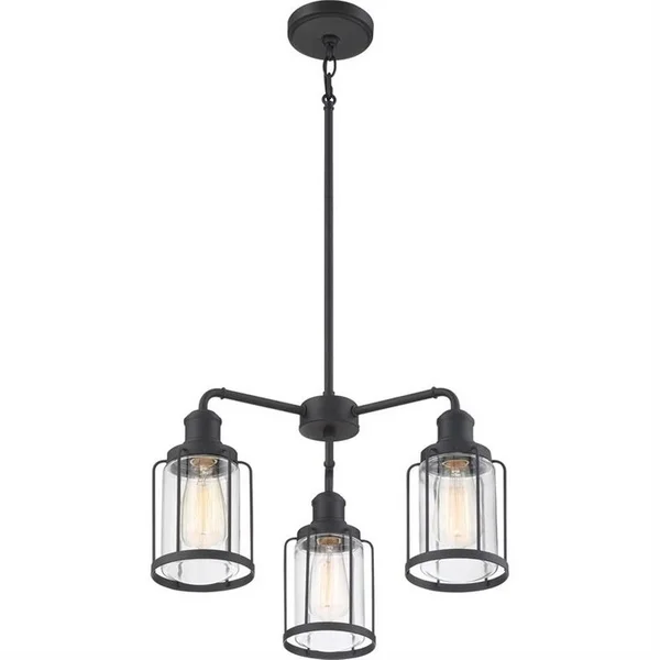 Chandelier 3 Light Steel Earth Black Finish with Clear Glass - 71-BEL-3383689 - Bailey Street Home