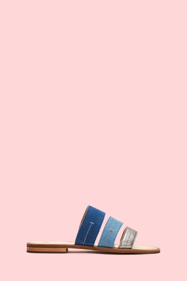 Frye, Evie 3 Band Slide, 8.5 US, Blue