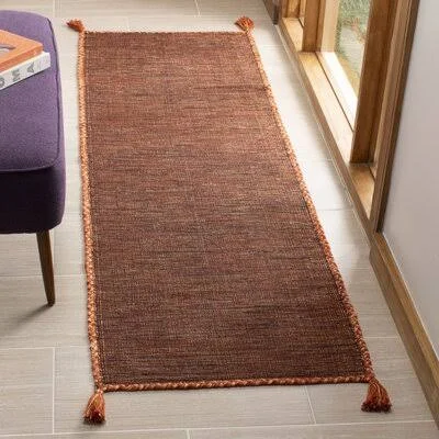 Amaral Handwoven Flatweave Cotton Orange/Black Area Rug Dakota Fields Rug Size: Runner 2&3x22 x 9&