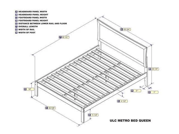 Atlantic Furniture Metro Espresso Bed with Open Foot Rail -Queen