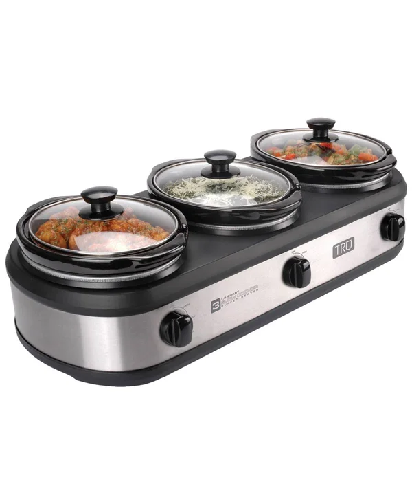 Tru Triple Slow Cooker, Silver