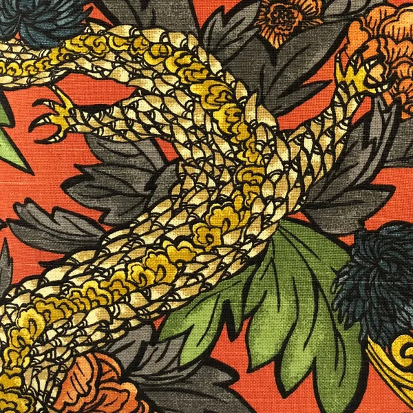 Plutus Amaryllis Dragon Multicolor Luxury Throw Pillow 24x22L x24x22W