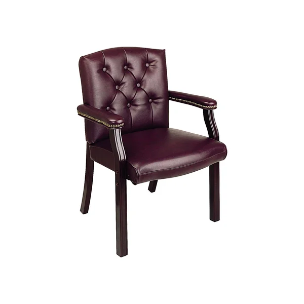 Office Star Traditional Visitors Chair with Padded Arms - Burgundy