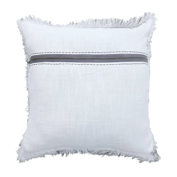 SAATVIK Zipper Embellishment & Fringe Detail Feather Fill Throw Pillow - 22X22