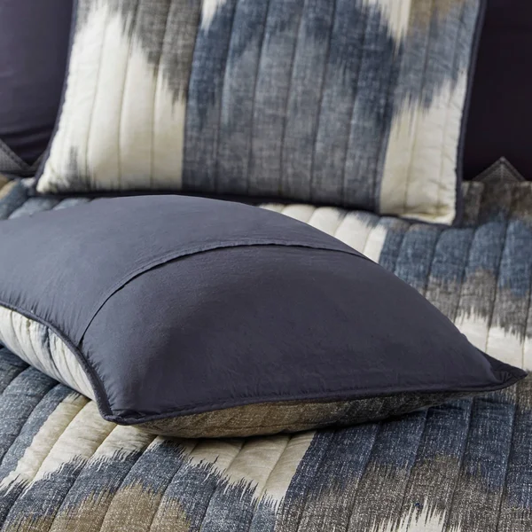 INK+IVY Alpine 3 Piece Printed Cotton Coverlet Set Navy King/Cal King