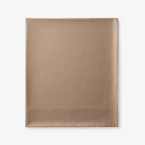 Legends Hotel Supima Cotton Wrinkle-Free Sateen Deep Pocket Flat Sheet - Cafe - Beige - Size California King, The Company Store