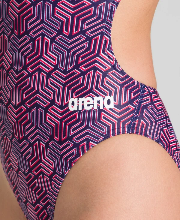 Arena Woman Kikko Challenge Back One Piece Swimsuit Navy-Multi Red 24