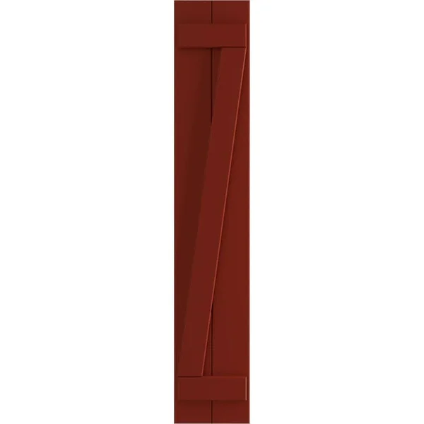 Ekena Millwork 10-3/4x22 x 60x22 True Fit PVC Two Board Joined Board and Batten Shutters w/Z-Bar, Pepper Red (Per Pair)
