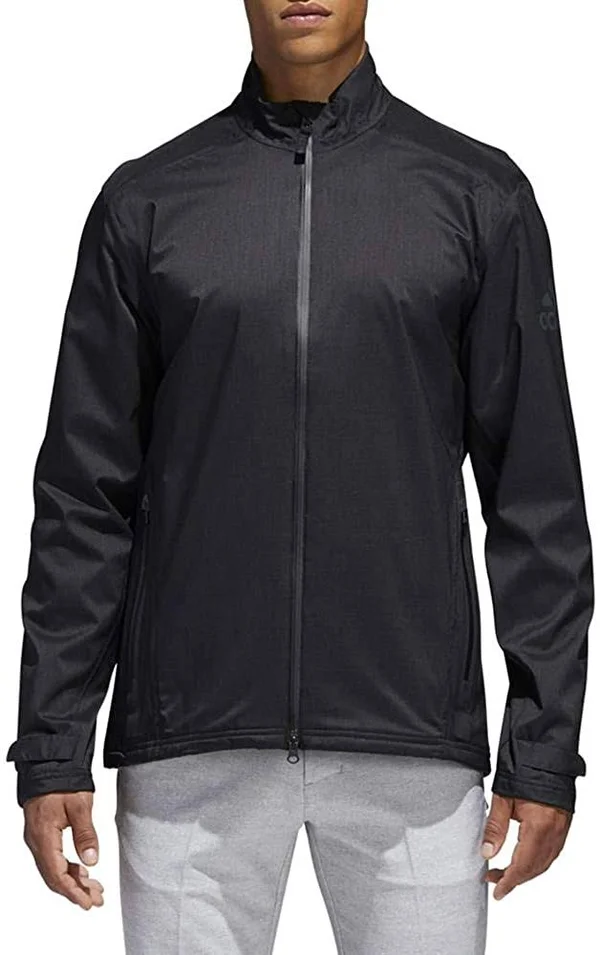 Adidas Mens Climaproof Heather Stretch Full Zip Rain Jacket Black 2XL