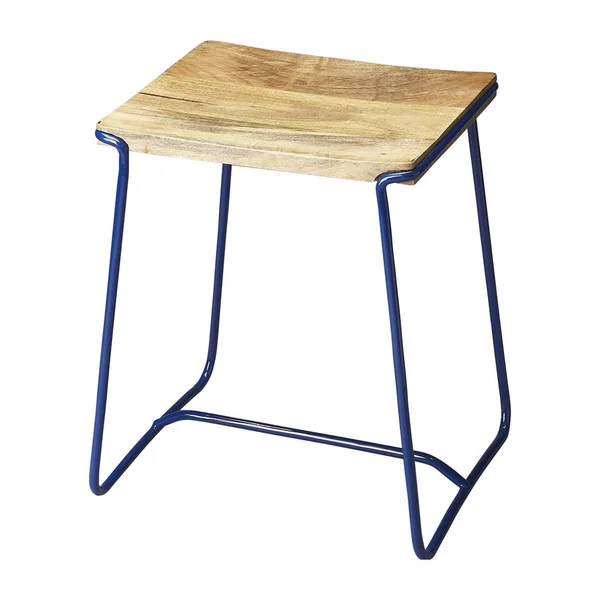HomeRoots Sleek Wood and Blue Metal Counter Stool (389056)