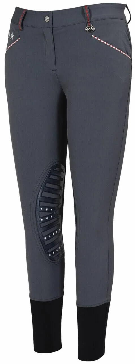 Equine Couture Stars and Stripes Knee Patch Ladies Breeches, Safari