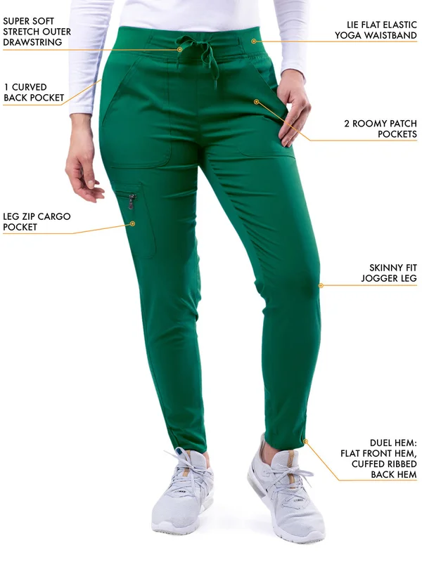 Adar Pro Movement Booster Scrub Set for Women - Sweetheart V-Neck Scrub Top & Yoga Jogger Scrub Pants