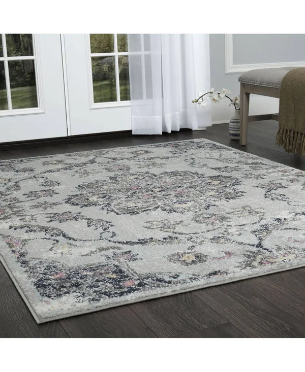 Home Dynamix Nova Astoria Medallion Area Rug - Gray, 5&2 inch Round