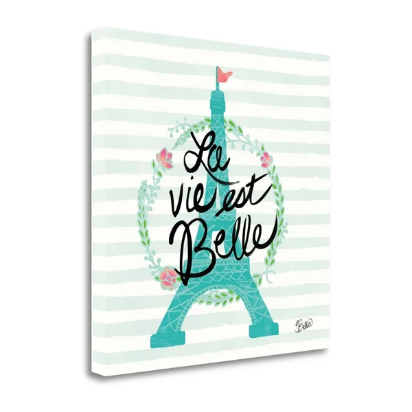 Tangletown Fine Art La Vie Est Belle by Studio Bella - Fine Art Giclee Print on Wrap Canvas 27x27x22