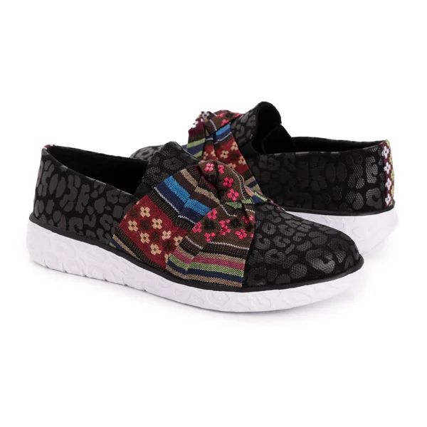 Muk Luks Boardwalk Stepping Out 7 Women's Black-Leopard