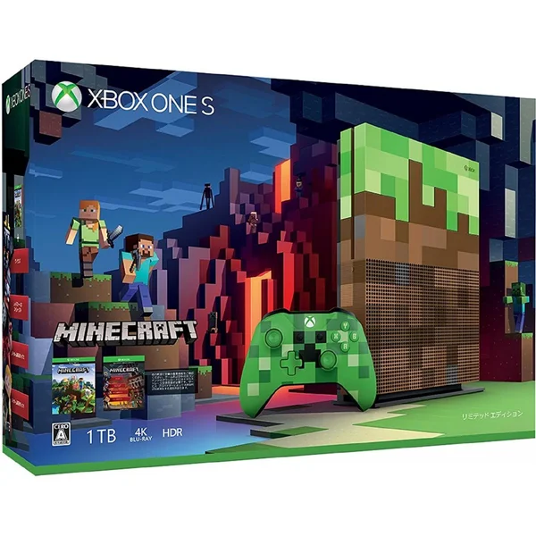 Microsoft Xbox One S Minecraft Limited Edition Bundle (Japanese Version) - 1 TB - Brown/Green