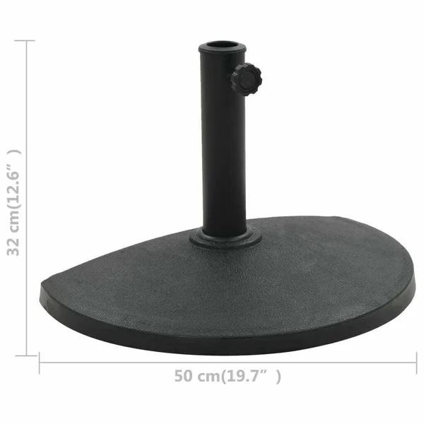 vidaXL Parasol Base Half Round Polyresin 19.8 lbs Black - 45198