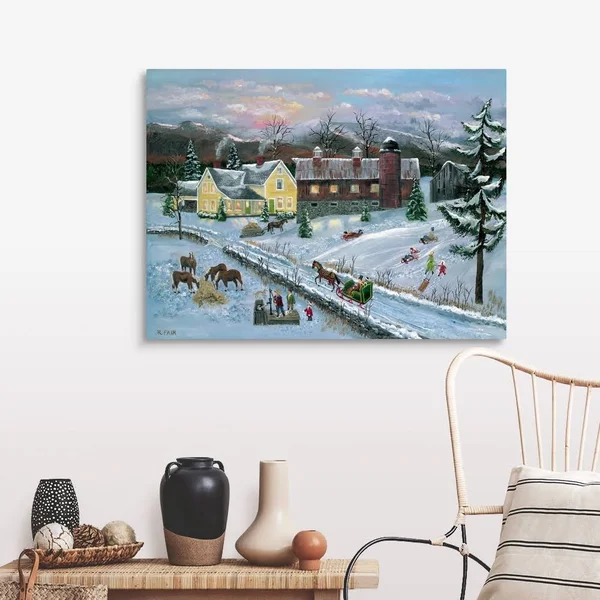 Farm at Dusk, Canvas Wall Art, 40x30, Great Big Canvas