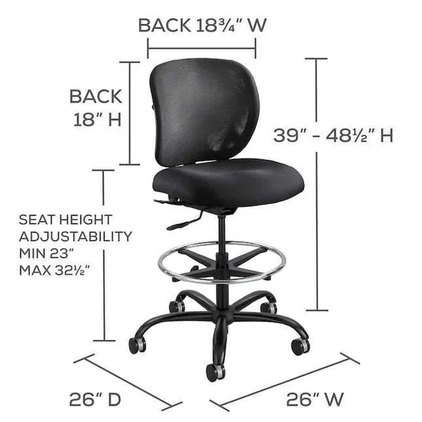 Safco Vue Heavy Duty - Chair - swivel - nylon - black
