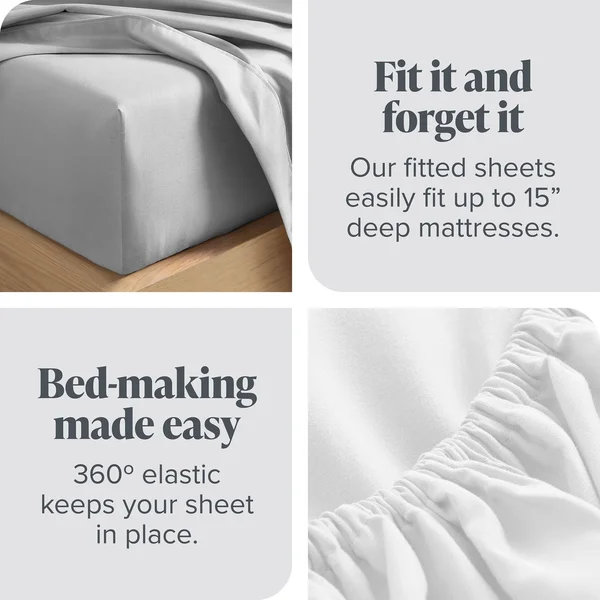 Bare Home Double Brushed Sheet Set - Split King - Aqua