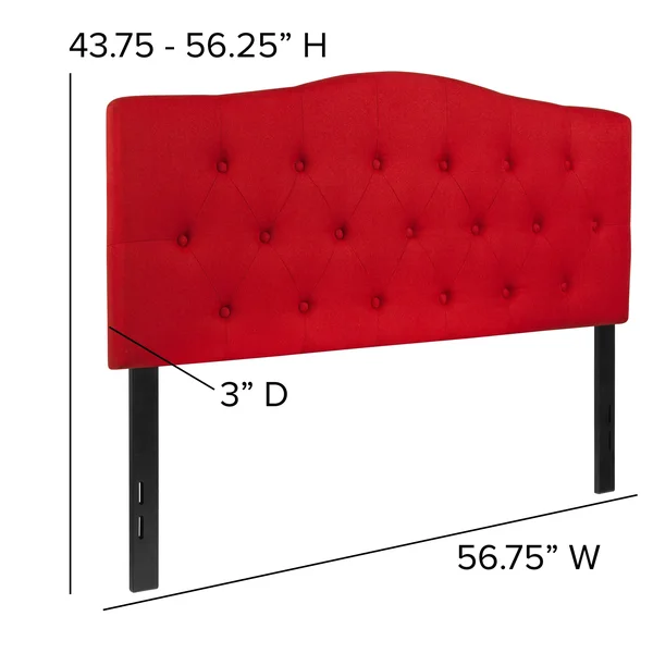Arched Button Tufted Upholstered Headboard - Black - Full