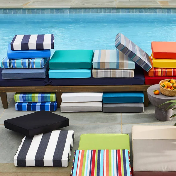 Sunbrella Seat Cushion - Melon Orange, Size 19.5 in. x 18 in., Boxed, The Company Store