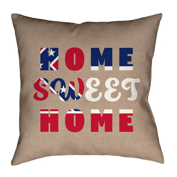 ArtVerse Katelyn Smith Home Sweet Mississippi Pillow - Spun Polyester with Concealed Zipper - Size: 20 x 20, Beige