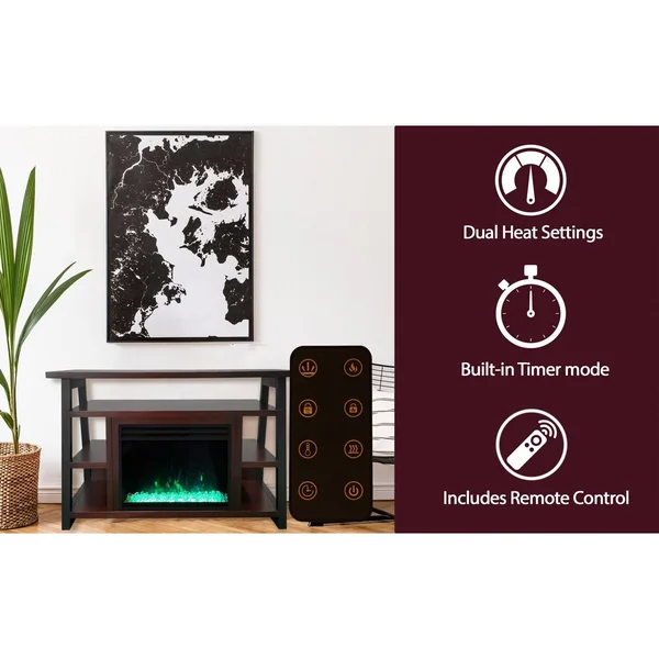Cambridge 32-in. Sawyer Industrial Electric Fireplace Mantel with Deep Crystal Display and Color Changing Flames, Mahogany, CAM5