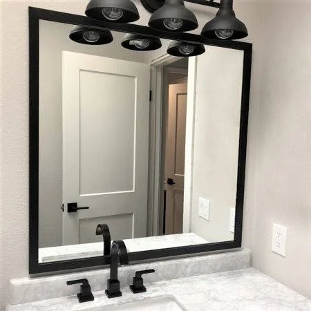 Ellis Framed Wall Mirror - Matte Black Vanity Mirror, Multiple Sizes, Size: 28 x 36
