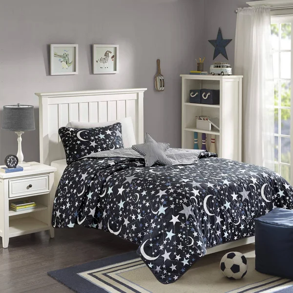 Mi Zone Kids Starry Night Coverlet Set, Full/Queen, Charcoal