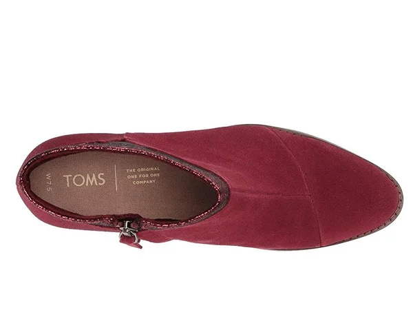 Toms - Women's Loren Burgundy Suede Textile Snake Booties