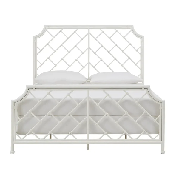 nelle Geometric Mosaic White Metal Queen Bed by Inspire Q Classic