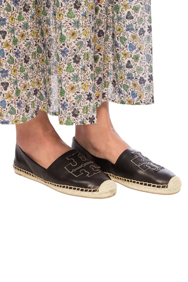 Tory Burch Ines Leather Espadrilles - Black - Espadrilles