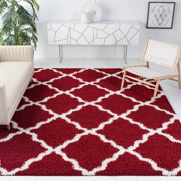 Safavieh 8& x 10& Sgd-Dallas Shag Dallas Shag 257 Red, Ivory Rug